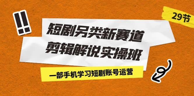 短剧另类新赛道剪辑解说实操班：一部手机学习短剧账号运营（29节 价值500）-云阁资源网