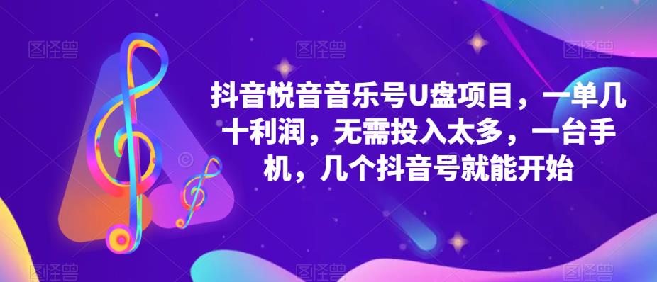 抖音音乐号U盘项目 一单几十利润 无需投入太多 一台手机 几个抖音号就开始-云阁资源网