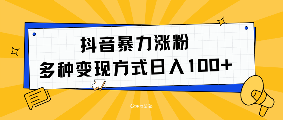 抖音暴力涨粉：多方式变现 日入100+-云阁资源网