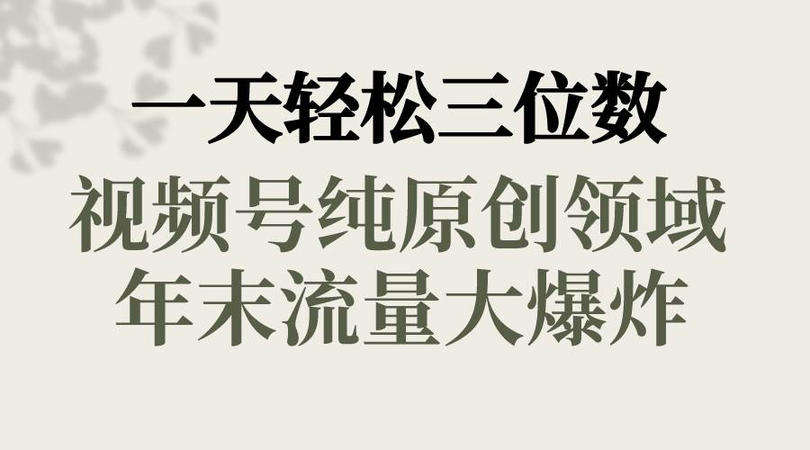 一天轻松三位数，视频号纯原创领域，春节童子送祝福，年末流量大爆炸-云阁资源网