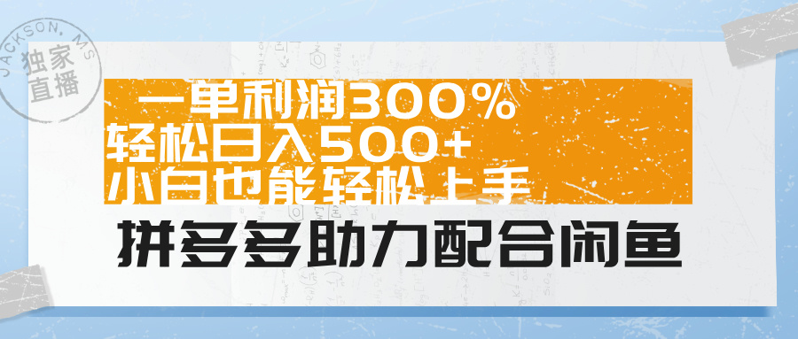 拼多多助力配合闲鱼 一单利润300% 轻松日入500+ 小白也能轻松上手！-云阁资源网