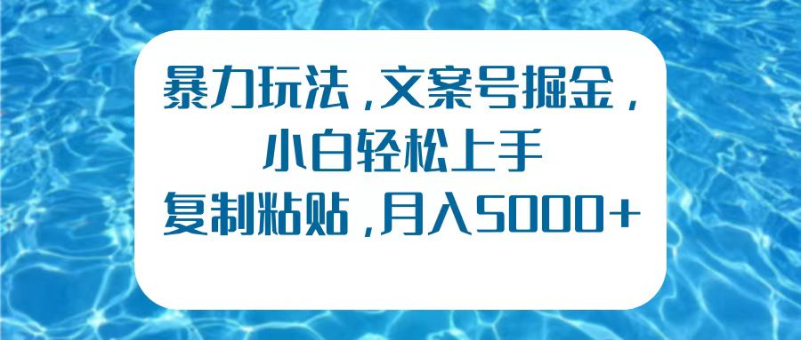 暴力玩法，文案号掘金，小白轻松上手，复制粘贴，月入5000+-云阁资源网
