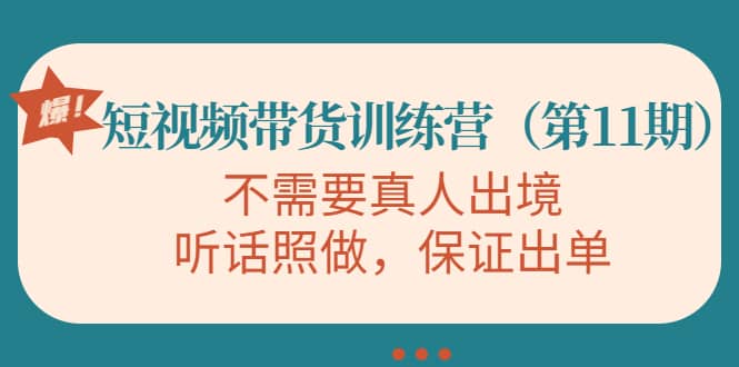 短视频带货训练营（第11期），不需要真人出境，听话照做，保证出单-云阁资源网