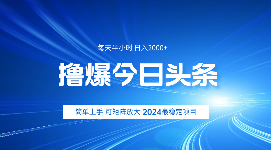 撸爆今日头条，简单无脑日入2000+-云阁资源网