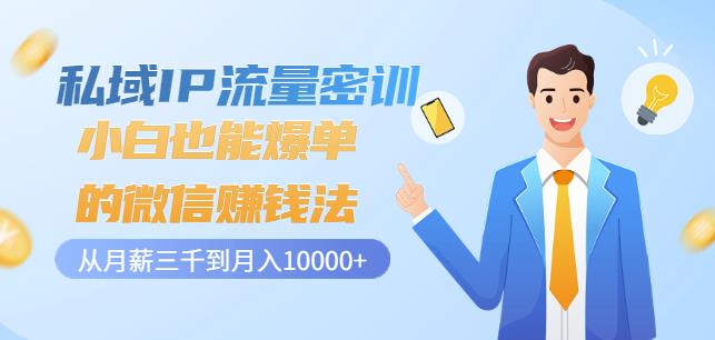 私域IP流量密训：小白也能爆单的微信赚钱法，从月薪三千到月入10000+-云阁资源网