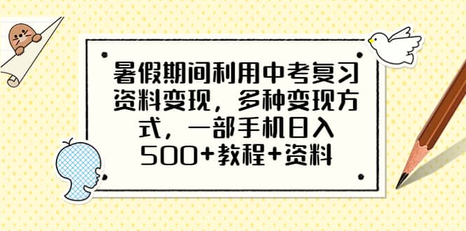 暑假期间利用中考复习资料变现，多种变现方式，一部手机日入500+教程+资料-云阁资源网