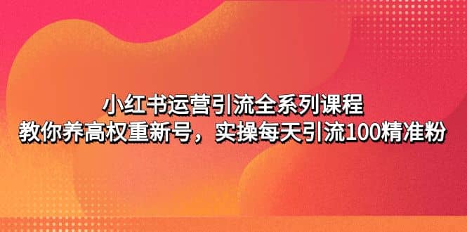 小红书运营引流全系列课程：教你养高权重新号-云阁资源网