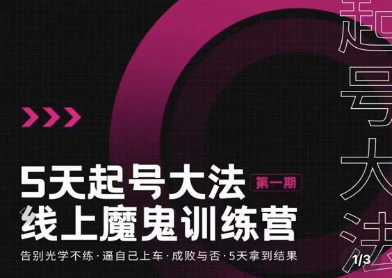 五天起号魔鬼训练营，告别光学不练，逼自己上车，成败与否，5天拿到结果-云阁资源网