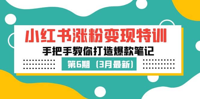 小红书涨粉变现特训·第6期，手把手教你打造爆款笔记（3月新课）-云阁资源网