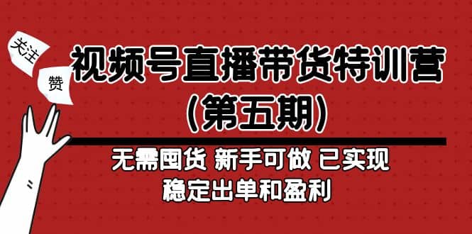 视频号直播带货特训营（第五期）无需囤货 新手可做 已实现稳定出单和盈利-云阁资源网