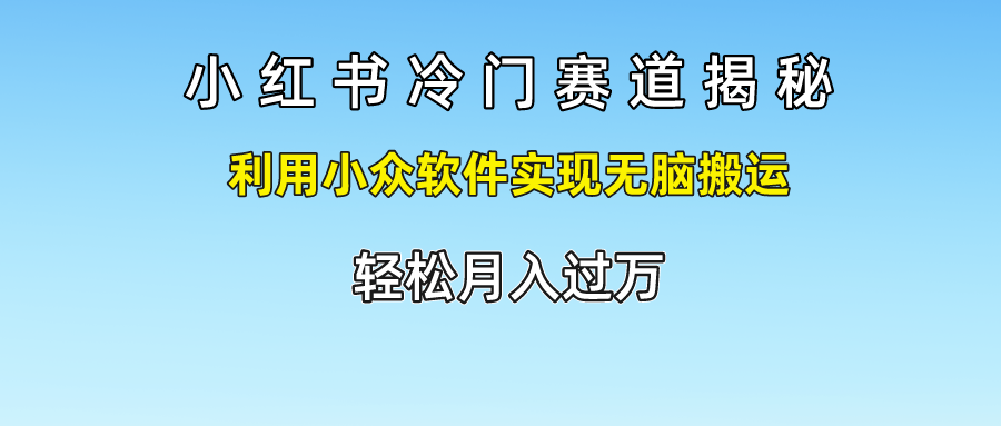 小红书冷门赛道揭秘,轻松月入过万，利用小众软件实现无脑搬运，-云阁资源网
