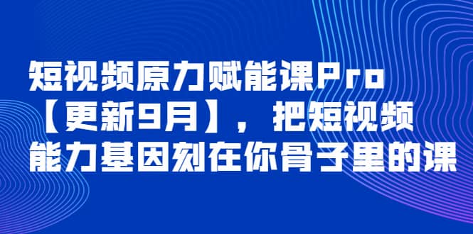 短视频原力赋能课Pro【更新9月】，把短视频能力基因刻在你骨子里的课-云阁资源网