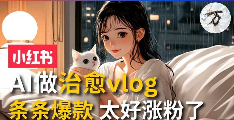 AI治愈系vlog动画视频，小红书7天 涨粉破千，商单报价1500+，0成本制作，日入2000+，有手就会 -云阁资源网