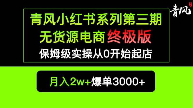 小红书无货源电商爆单终极版【视频教程+实战手册】保姆级实操从0起店爆单-云阁资源网