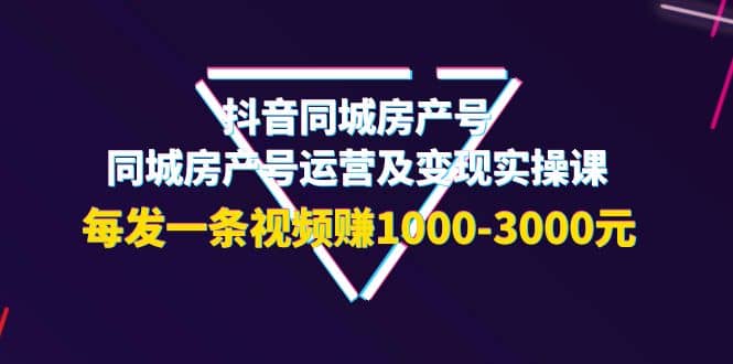 抖音同城房产号，同城房产号运营及变现实操课，每发一条视频赚1000-3000元-云阁资源网