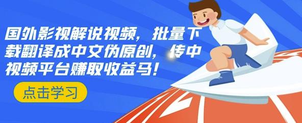 国外影视解说视频，批量下载翻译成中文伪原创，传中视频平台赚取收益-云阁资源网