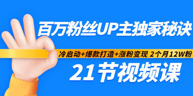百万粉丝UP主独家秘诀：冷启动+爆款打造+涨粉变现2个月12W粉（21节视频课)-云阁资源网