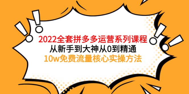 2022全套拼多多运营课程，从新手到大神从0到精通，10w免费流量核心实操方法-云阁资源网