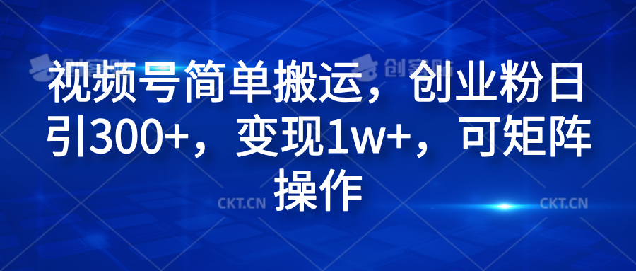 视频号简单搬运，创业粉日引300+，变现1w+，可矩阵操作-云阁资源网