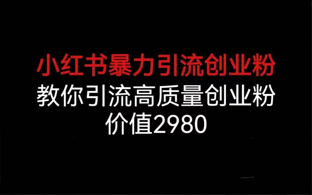 小红书暴力引流创业粉，教你引流高质量创业粉，价值2980-云阁资源网