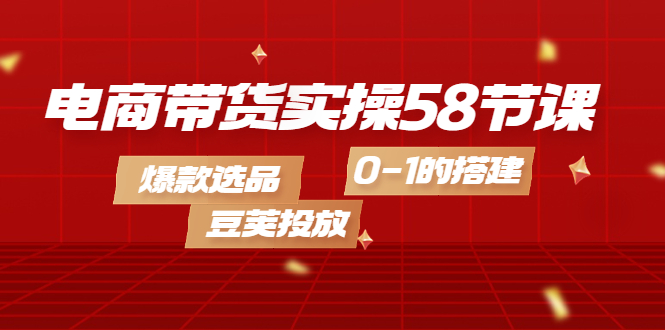 电商带货实操58节课，爆款选品，豆荚投放，0-1的搭建-云阁资源网
