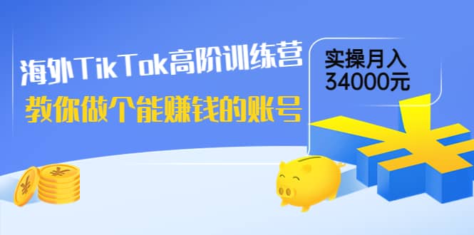 海外TikTok高阶训练营：教你做个能赚钱的账号，实操月入34000元！-云阁资源网