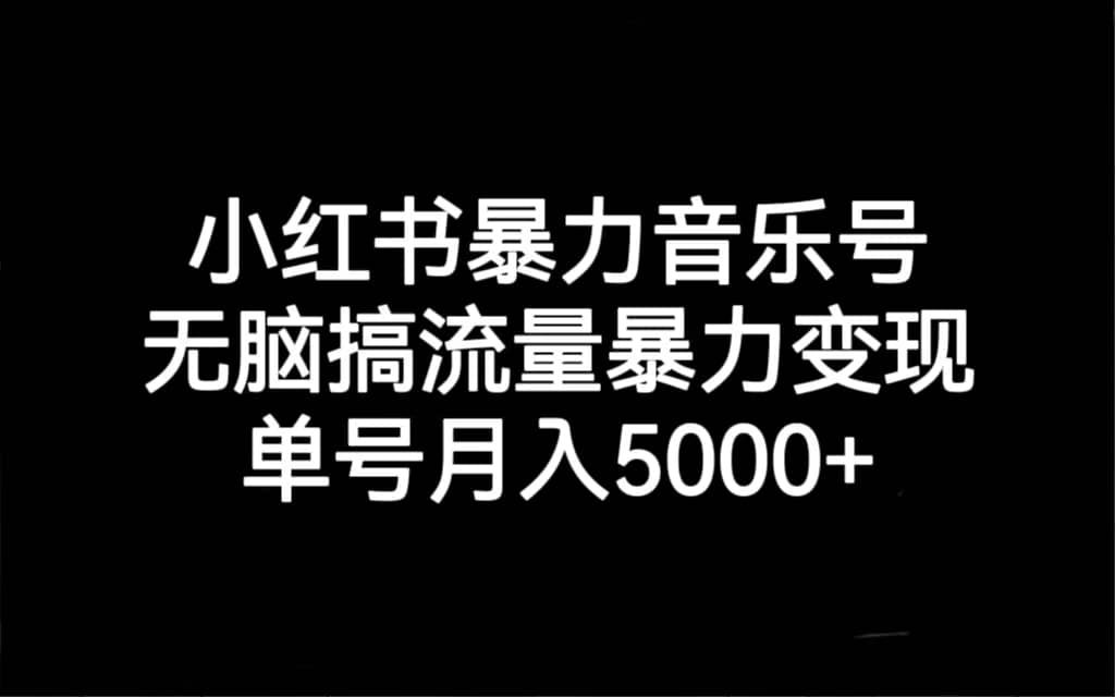 小红书暴力音乐号，无脑搞流量暴力变现，单号月入5000+-云阁资源网