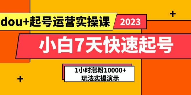 小白7天快速起号：dou+起号运营实操课，实战1小时涨粉10000+玩法演示-云阁资源网