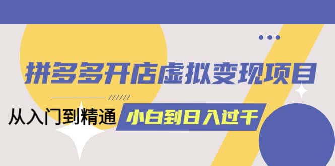 拼多多开店虚拟变现项目：入门到精通 从小白到日入1000（完整版）4月10更新-云阁资源网