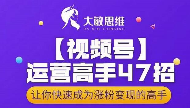 大敏思维-视频号运营高手47招，让你快速成为涨粉变现高手-云阁资源网