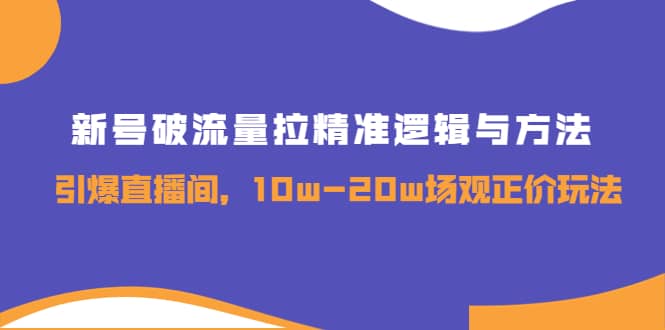 新号破流量拉精准逻辑与方法，引爆直播间，10w-20w场观正价玩法-云阁资源网