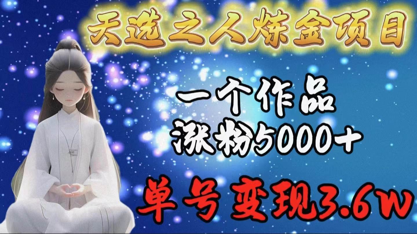 天选之人炼金项目，一个作品涨粉5000+，单号变现3.6w-云阁资源网