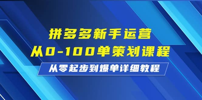拼多多新手运营从0-100单策划课程，从零起步到爆单详细教程-云阁资源网