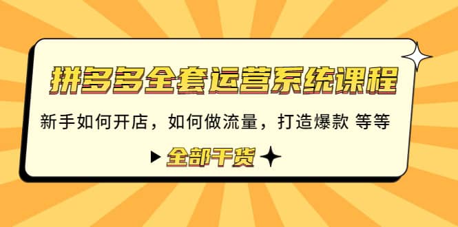 拼多多全套运营系统课程：新手如何开店 如何做流量 打造爆款 等等 全部干货-云阁资源网