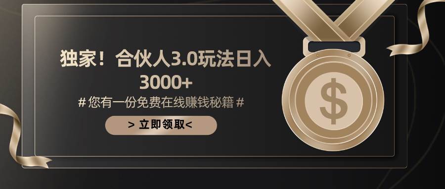 游戏合伙人3.0，日入3000+，无限扩大的蓝海项目-云阁资源网