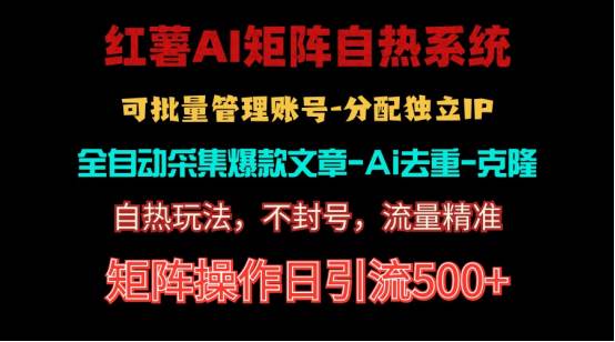 红薯矩阵自热系统，独家不死号引流玩法！矩阵操作日引流500+-云阁资源网