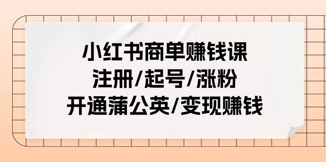 小红书商单赚钱课：注册/起号/涨粉/开通蒲公英/变现赚钱（25节课）-云阁资源网