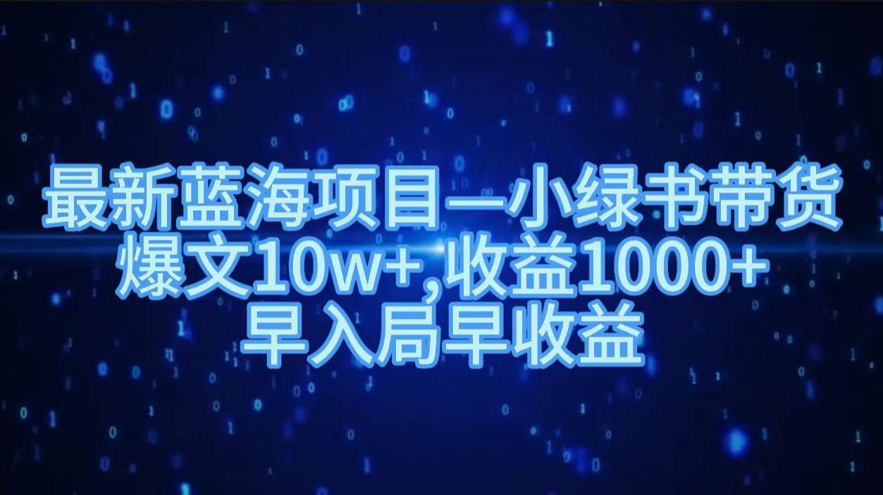 最新蓝海项目小绿书带货，爆文10w＋，收益1000＋，早入局早获益！！-云阁资源网