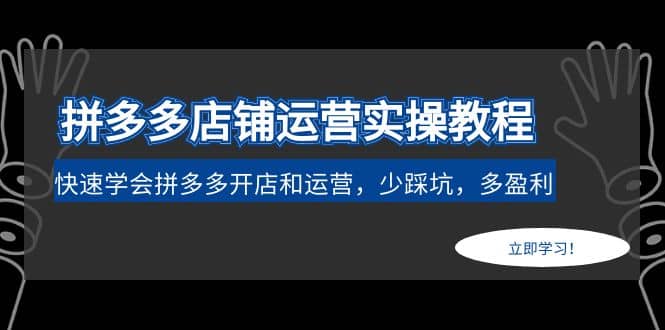 拼多多店铺运营实操教程：快速学会拼多多开店和运营，少踩坑，多盈利-云阁资源网