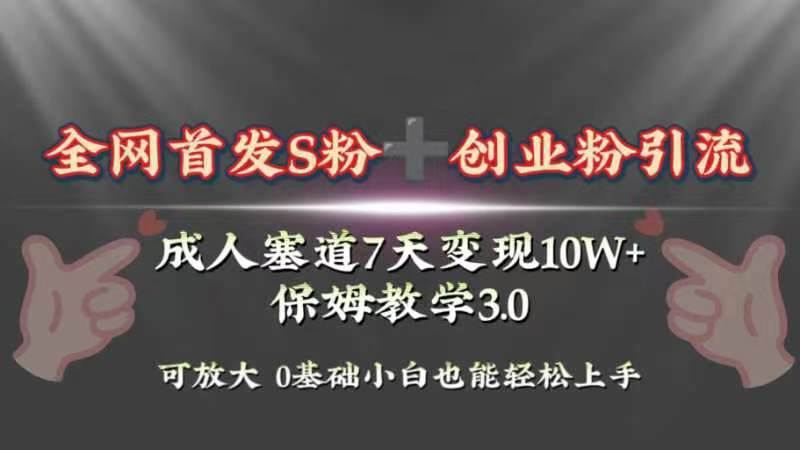 全网首发s粉加创业粉引流变现，成人用品赛道7天变现10w+保姆教学3.0-云阁资源网