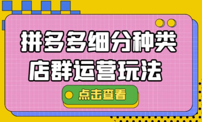 拼多多细分种类店群运营玩法3.0，11月最新玩法，小白也可以操作-云阁资源网