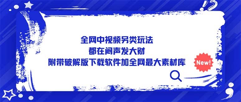 全网中视频另类玩法，都在闷声发大财，附带下载软件加全网最大素材库-云阁资源网