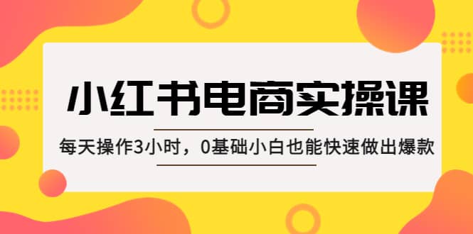 小红书·电商实操课：每天操作3小时，0基础小白也能快速做出爆款-云阁资源网