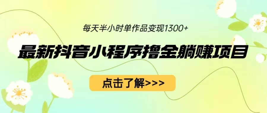 最新抖音小程序撸金躺赚项目，一部手机每天半小时，单个作品变现1300+-云阁资源网