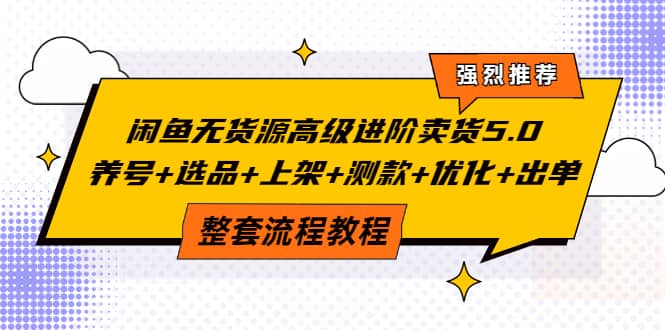 闲鱼无货源高级进阶卖货5.0，养号+选品+上架+测款+优化+出单整套流程教程-云阁资源网