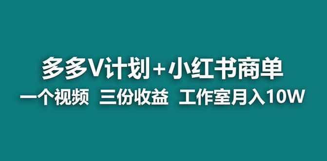 【蓝海项目】多多v计划+小红书商单 一个视频三份收益 工作室月入10w打法-云阁资源网