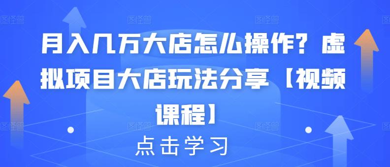 月入几万大店怎么操作？虚拟项目大店玩法分享【视频课程】-云阁资源网