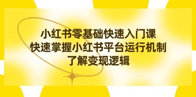 小红书0基础快速入门课，快速掌握小红书平台运行机制，了解变现逻辑-云阁资源网