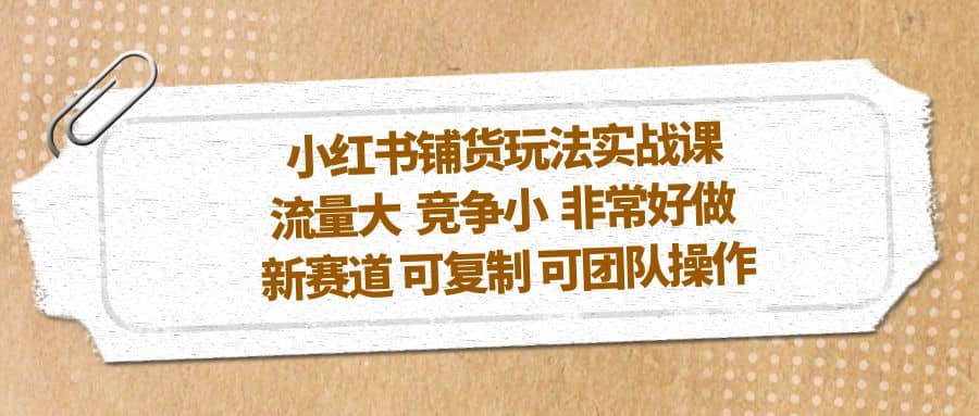 小红书铺货玩法实战课，流量大 竞争小 非常好做 新赛道 可复制 可团队操作-云阁资源网