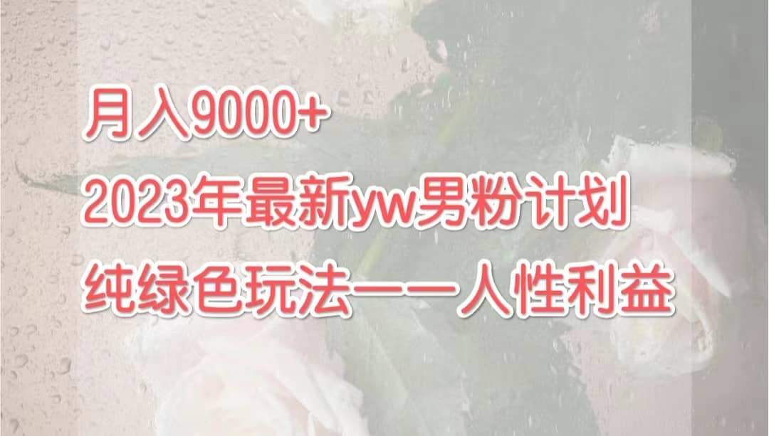 月入9000+2023年9月最新yw男粉计划绿色玩法——人性之利益-云阁资源网